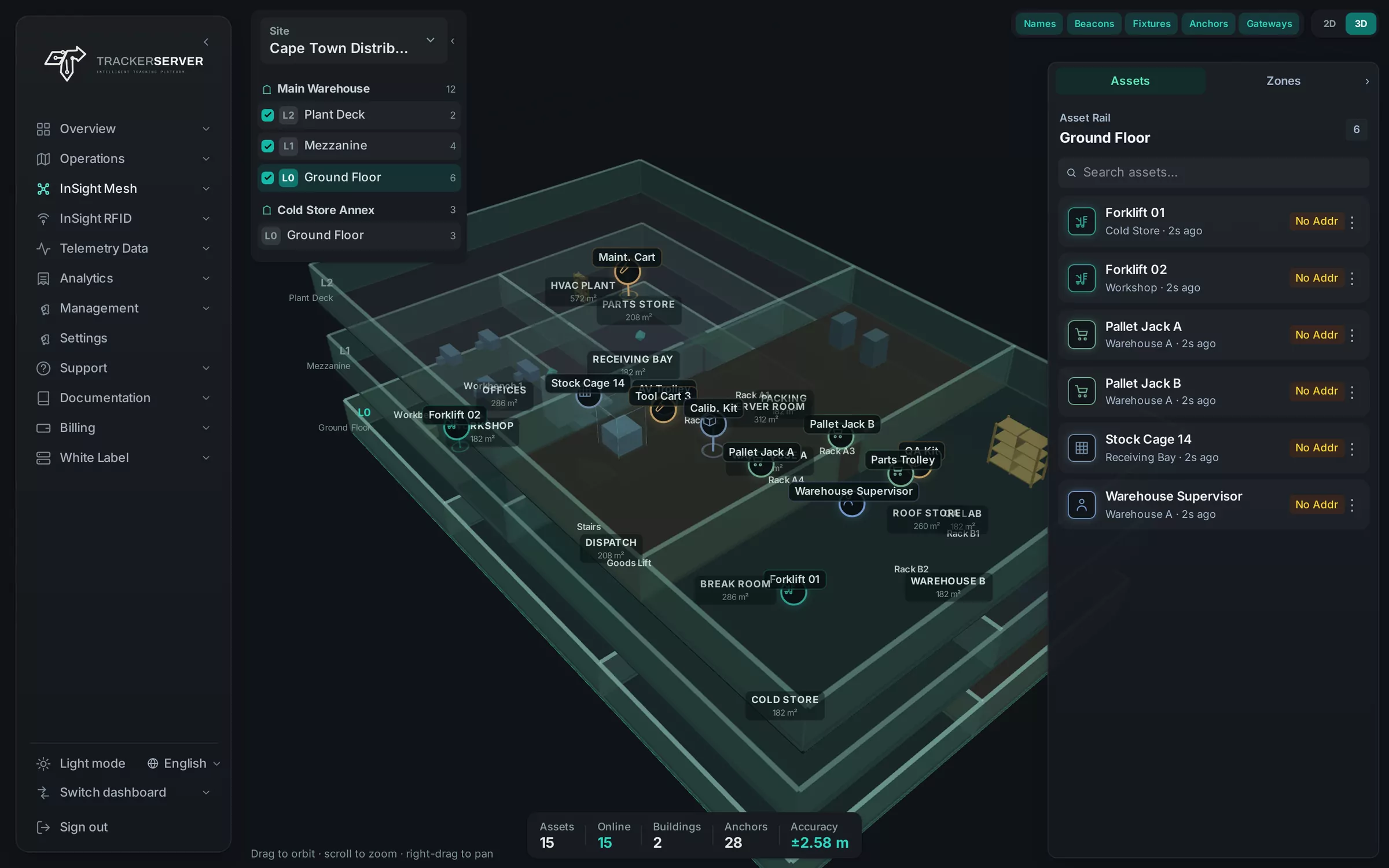 InSight Mesh: a building in 3D with tracked assets
